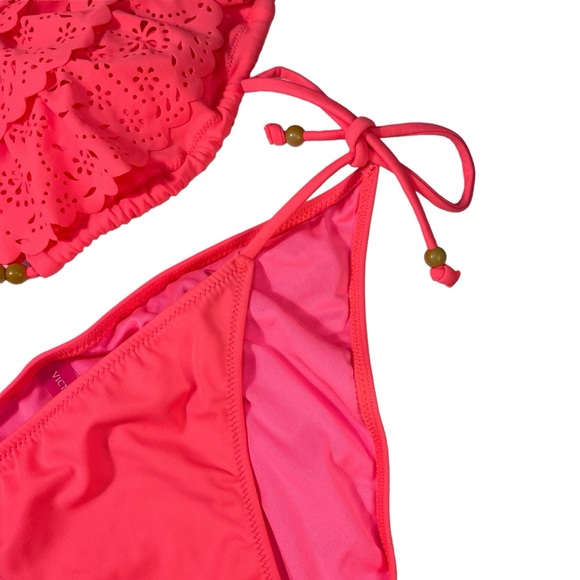 Victorias Secret String Bikini Size M Medium Triangle Ruffle Beaded Beach Sexy - Picture 5 of 16